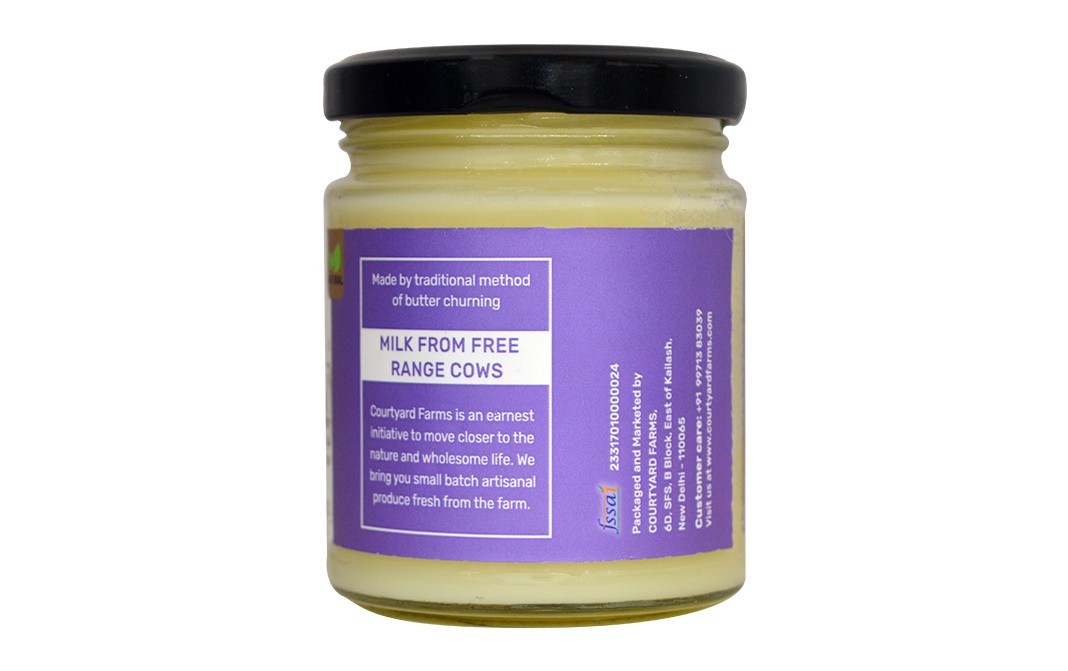 Courtyard Farms Whitality Desi Cow A2 Ghee    Glass Jar  200 millilitre
